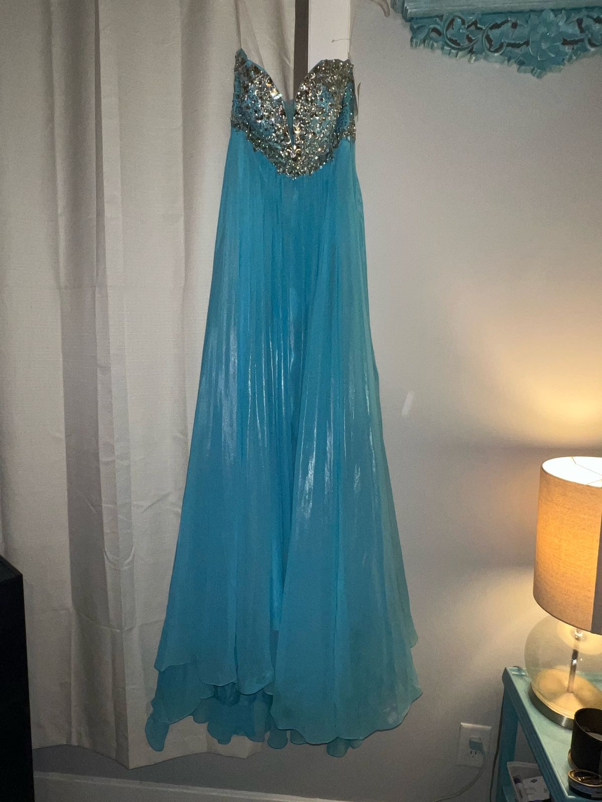 Size 12 Prom Blue Floor Length Maxi on Queenly