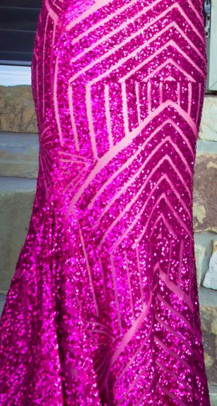 Jovani Size 4 Bridesmaid Plunge Hot Pink Floor Length Maxi on Queenly