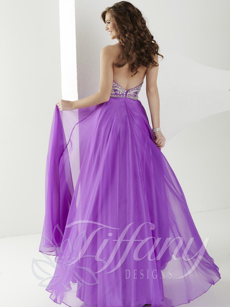 Style 16183 Tiffany Designs Plus Size 16 Strapless Purple Ball Gown on Queenly