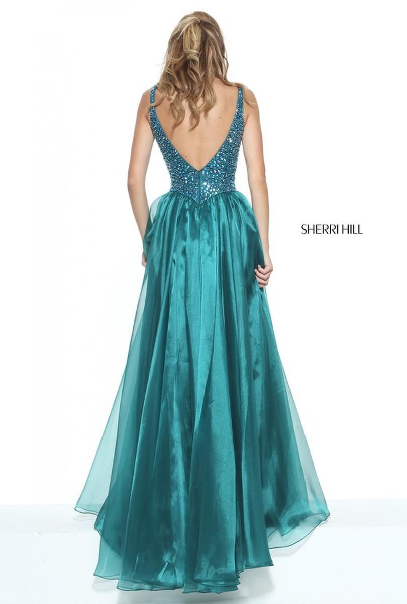 Style 50935 Sherri Hill Size 10 Prom Sequined Blue Side Slit Dress on Queenly