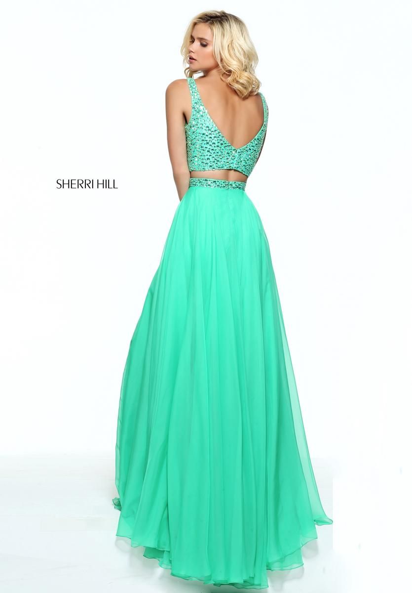 Style 51008 Sherri Hill Size 12 Prom Green Ball Gown on Queenly