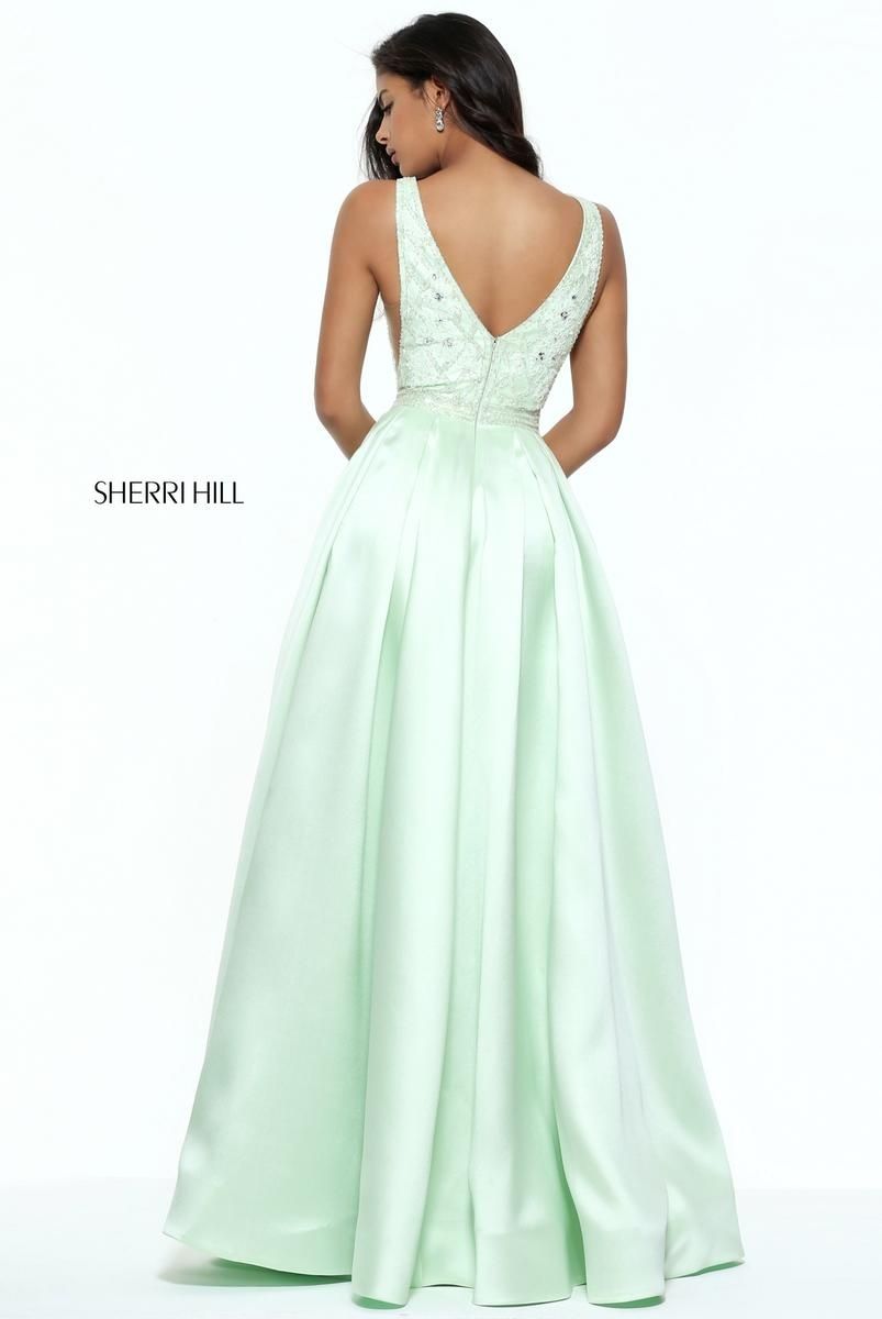 Style 50964 Sherri Hill Size 10 Prom Light Green Ball Gown on Queenly