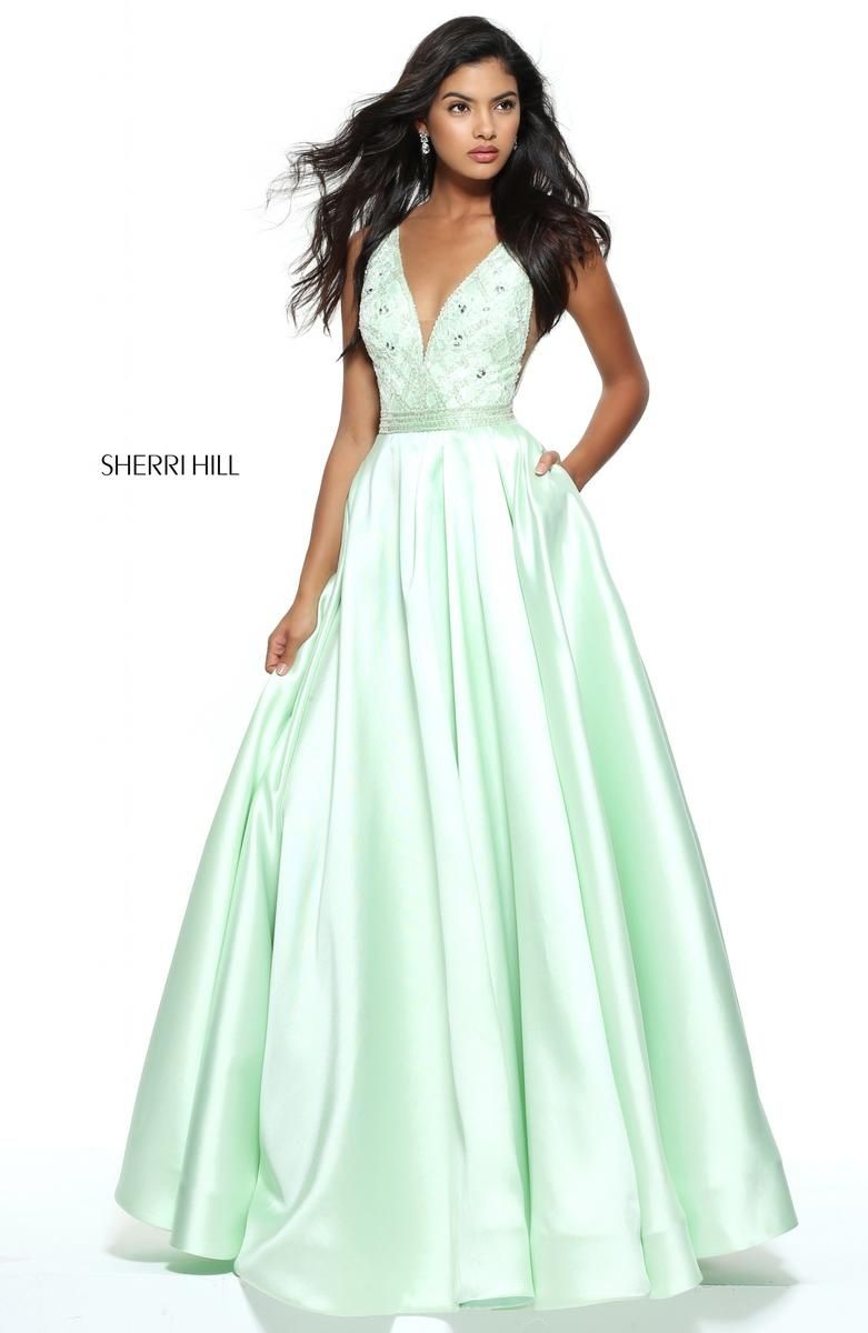 Style 50964 Sherri Hill Size 10 Prom Light Green Ball Gown on Queenly