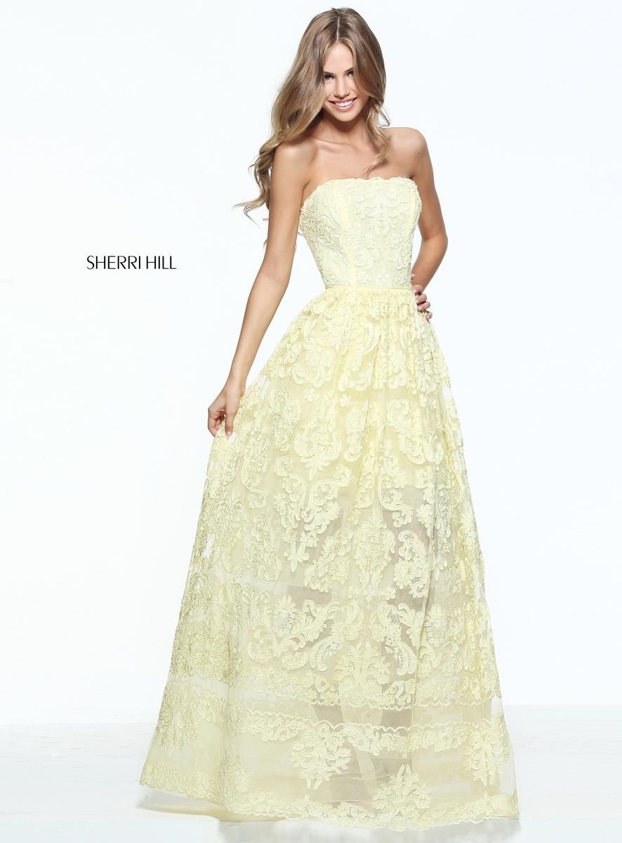 Style 50878 Sherri Hill Size 00 Prom Strapless Lace White Ball Gown on Queenly
