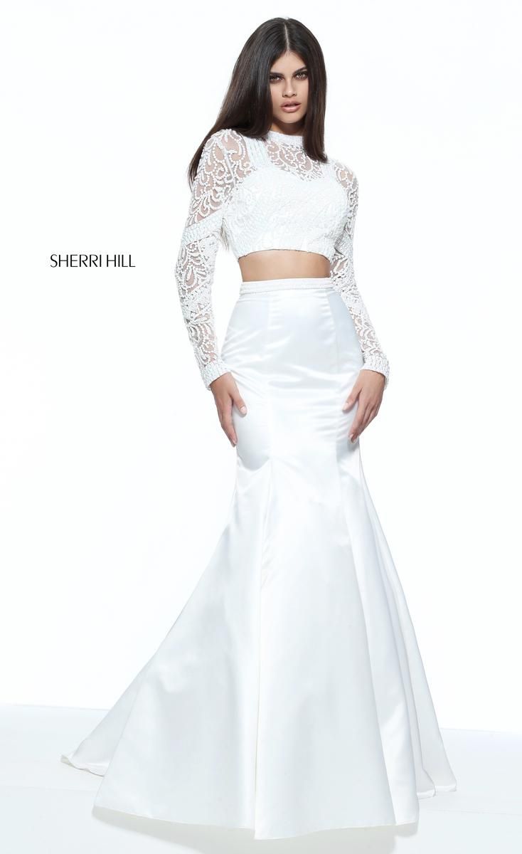 Style 51107 Sherri Hill Size 10 Prom White Mermaid Dress on Queenly