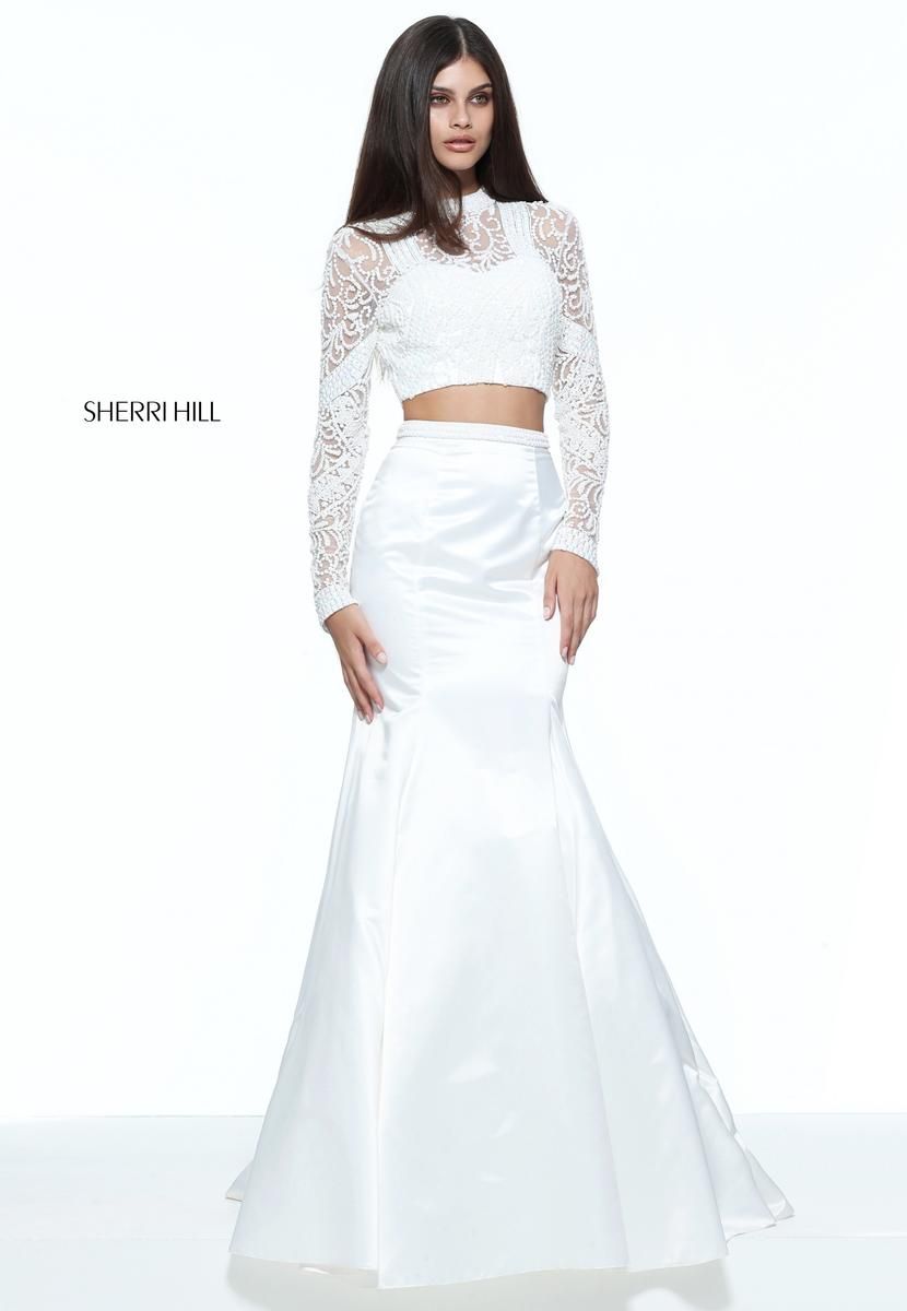 Style 51107 Sherri Hill Size 4 Prom White Mermaid Dress on Queenly