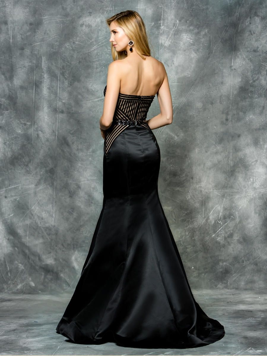 Style 1578 Colors Size 14 Prom Satin Black Mermaid Dress on Queenly