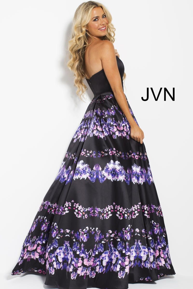 Style JVN58589 Jovani Size 0 Prom Strapless Black Ball Gown on Queenly