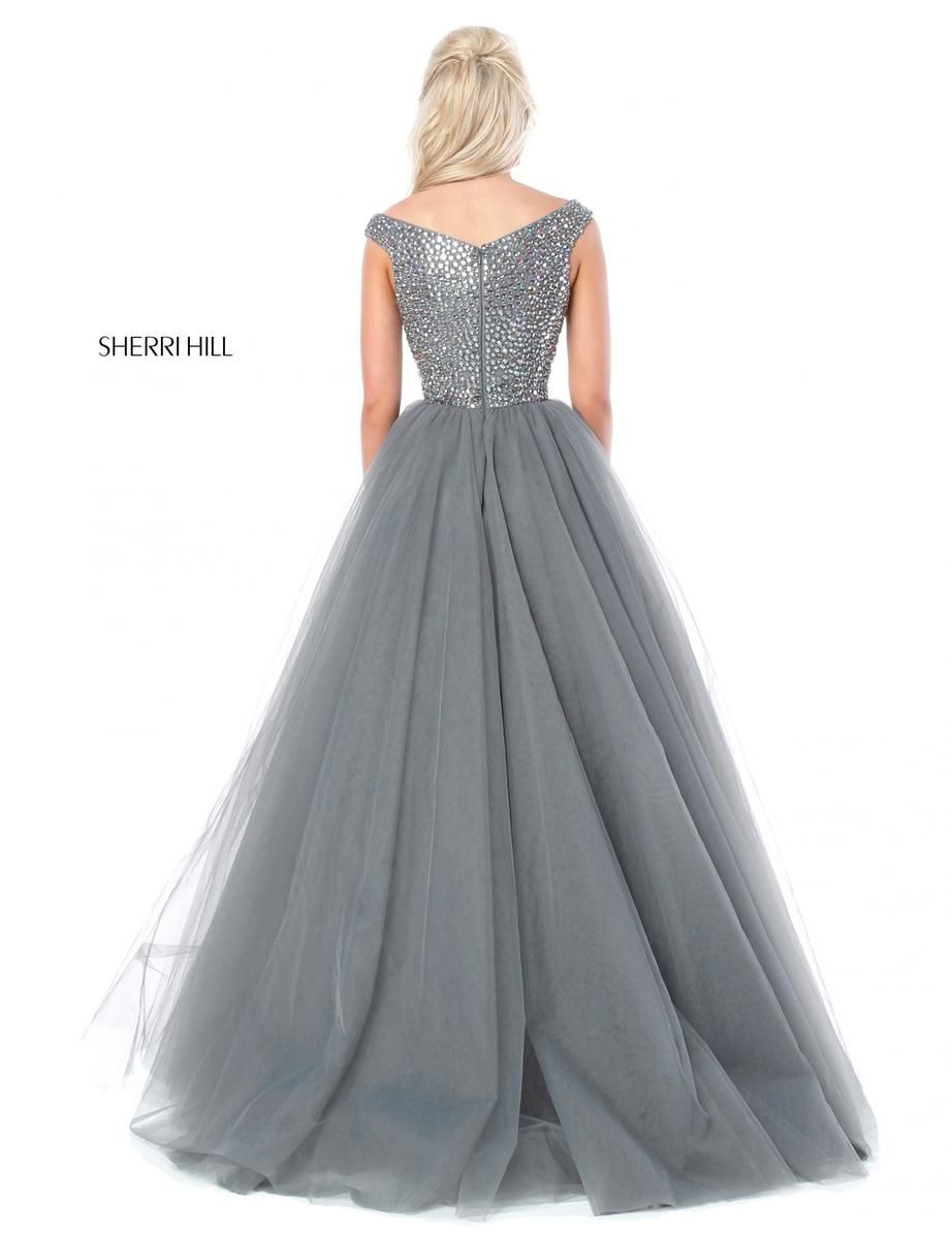 Style 51447 Sherri Hill Size 8 Prom Silver Ball Gown on Queenly
