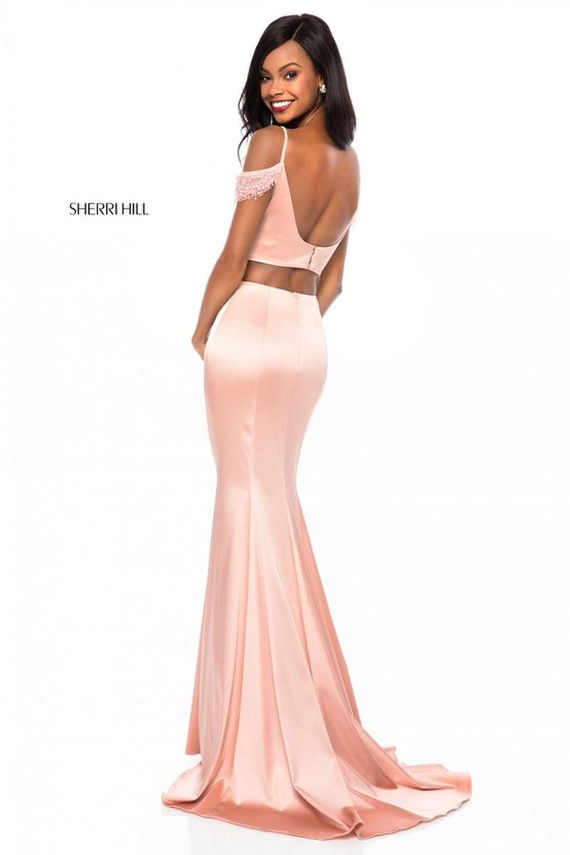 Style 51797 Sherri Hill Size 6 Prom Satin Coral Mermaid Dress on Queenly