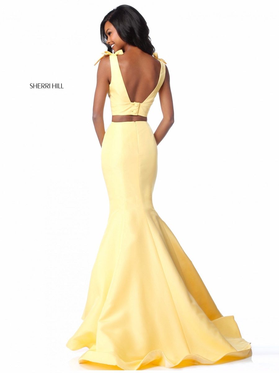 Style 51918 Sherri Hill Size 00 Prom Yellow Mermaid Dress on Queenly