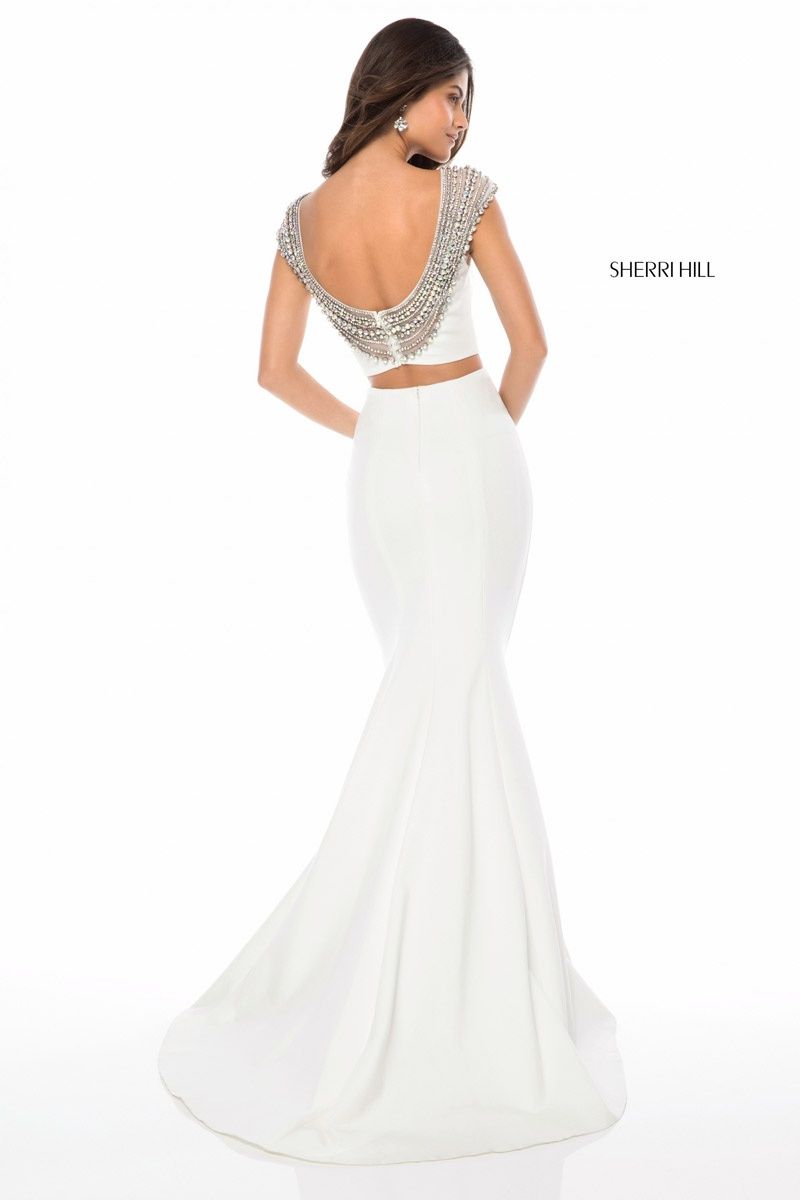 Style 51966 Sherri Hill Size 2 Prom White Mermaid Dress on Queenly