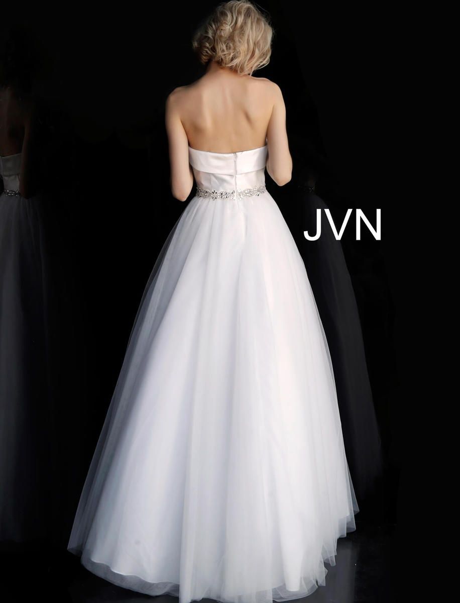 Style JVN66687 Jovani Size 0 Wedding Strapless Sequined White Ball Gown on Queenly