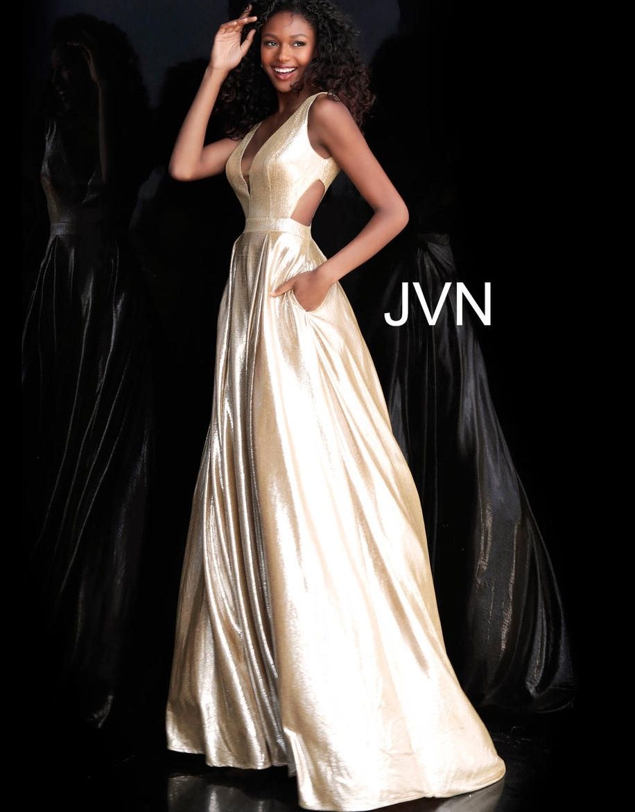 Style JVN66900 Jovani Size 2 Prom Gold Ball Gown on Queenly