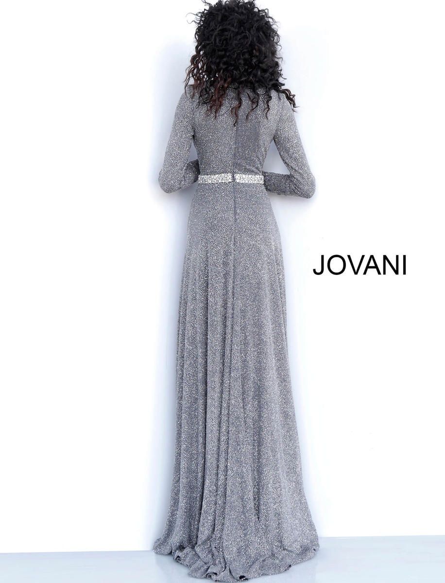 Style 62812 Jovani Size 12 Prom Long Sleeve Silver Floor Length Maxi on Queenly