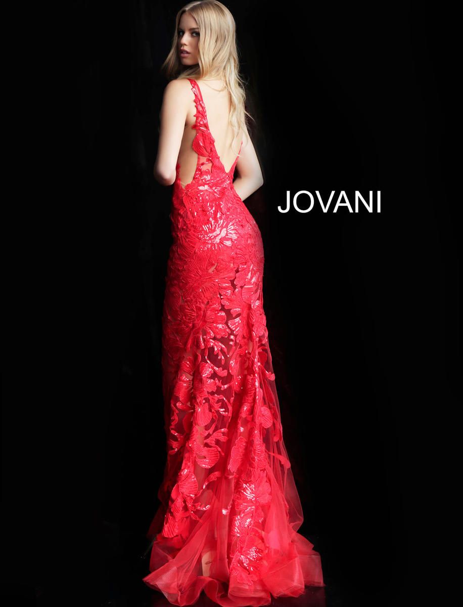 Style 60283 Jovani Size 0 Pageant Plunge Red Floor Length Maxi on Queenly