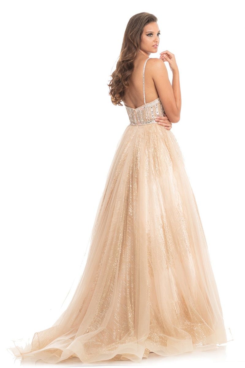Style 9067 Johnathan Kayne Size 4 Pageant Satin Gold Ball Gown on Queenly