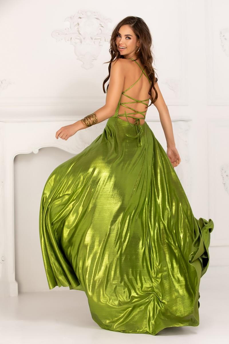 Style 28030 Lucci Lu Size 4 Green Side Slit Dress on Queenly