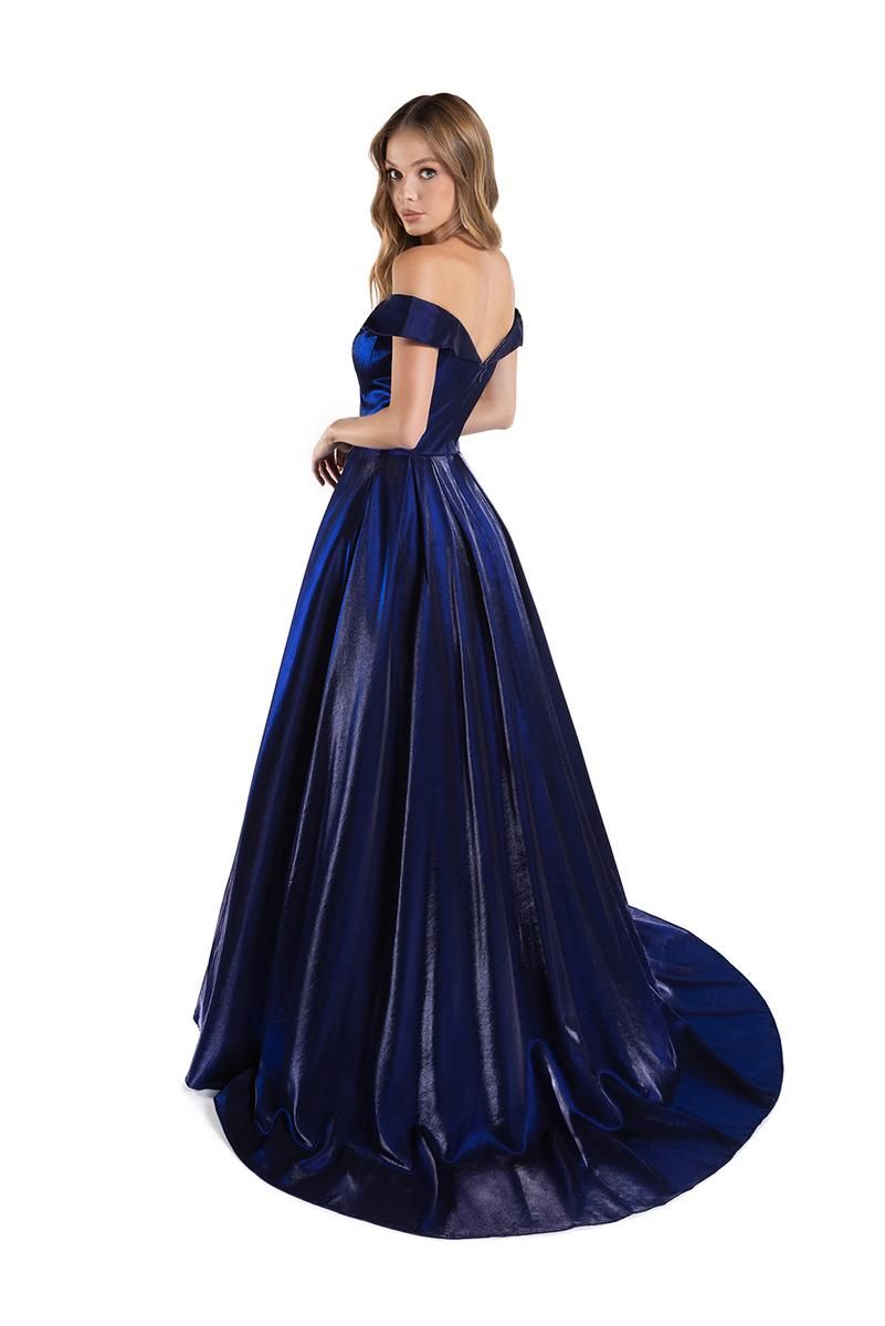 Style 28063 Lucci Lu Plus Size 24 Satin Navy Blue Ball Gown on Queenly