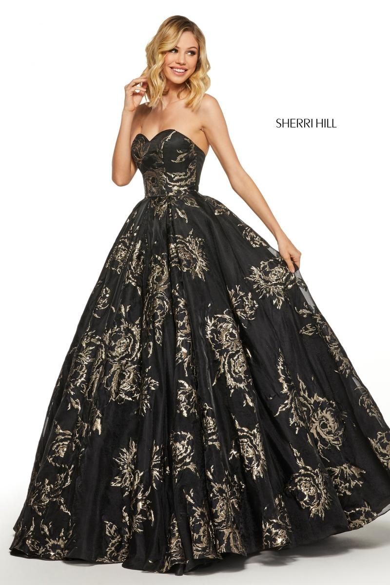 Style 52952 Sherri Hill Size 4 Prom Black Ball Gown on Queenly