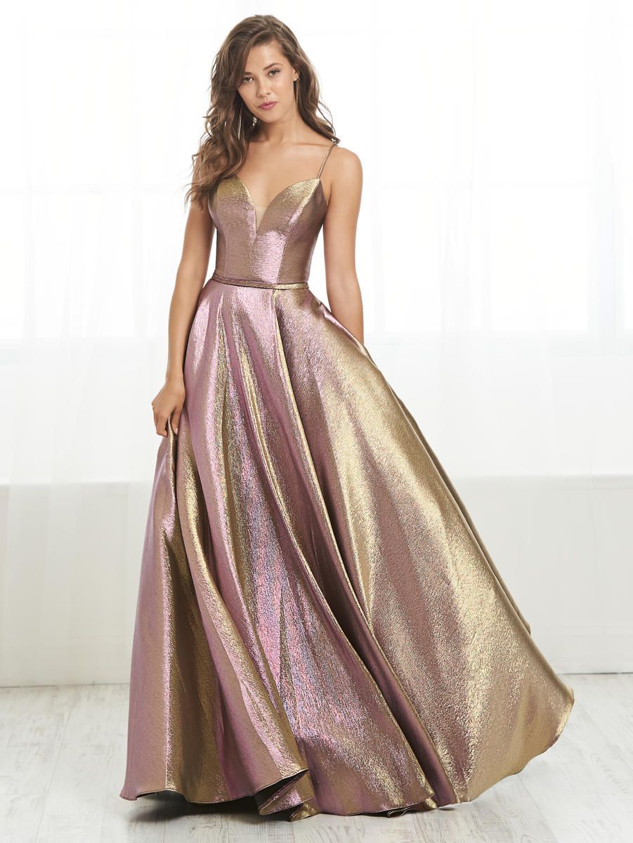 Style 46201 Tiffany Designs Size 10 Lace Gold Ball Gown on Queenly