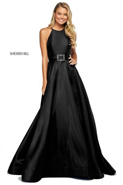 Style 53659 Sherri Hill Size 10 Black Ball Gown on Queenly
