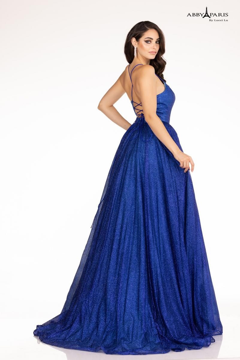 Style 90118 Lucci Lu Size 8 Prom Sequined Royal Blue Ball Gown on Queenly