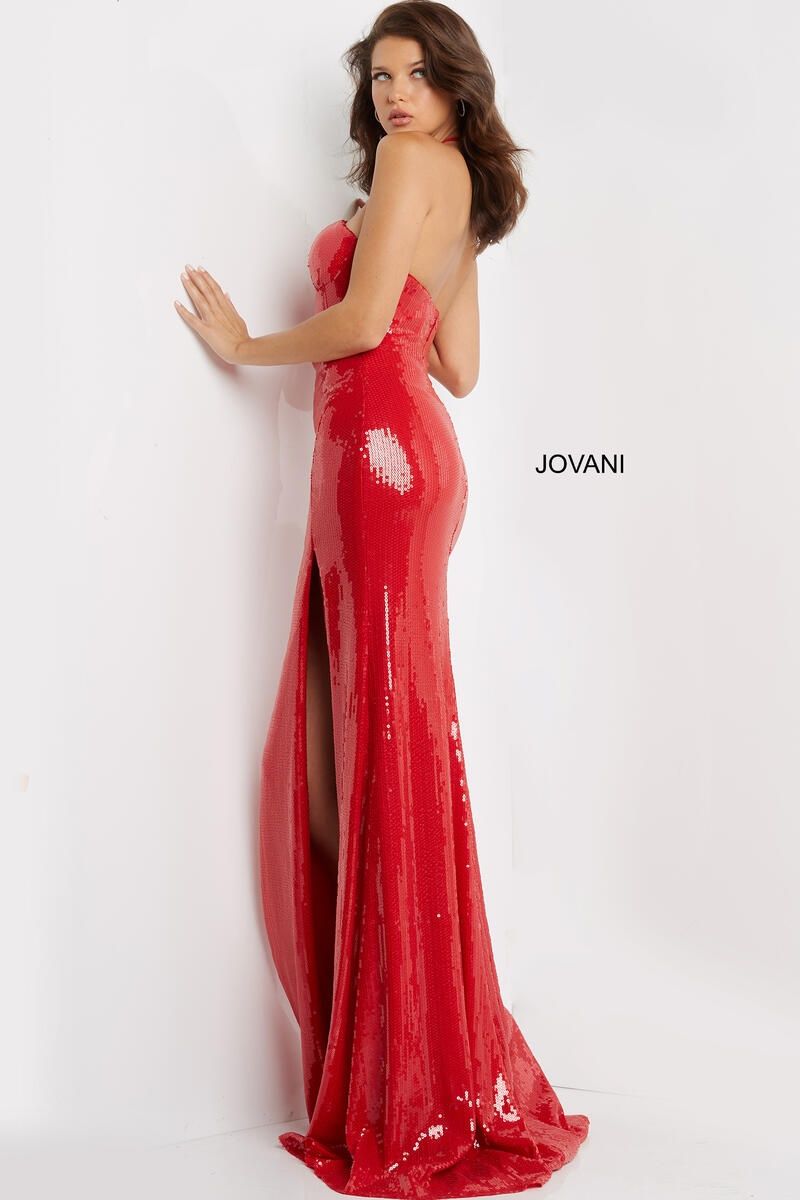 Style 07216 Jovani Size 00 Prom Sequined Red Floor Length Maxi on Queenly