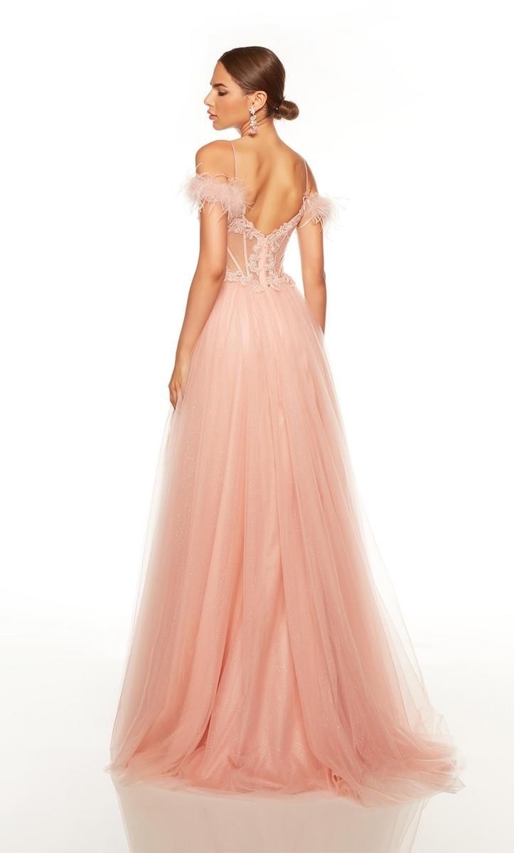 Style 61328 Alyce Paris Size 00 Prom Off The Shoulder Lace Coral Side Slit Dress on Queenly