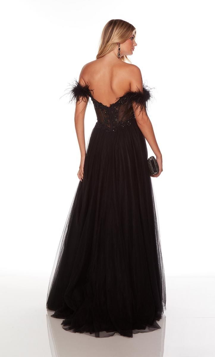Style 61328 Alyce Paris Size 00 Prom Lace Black Side Slit Dress on Queenly