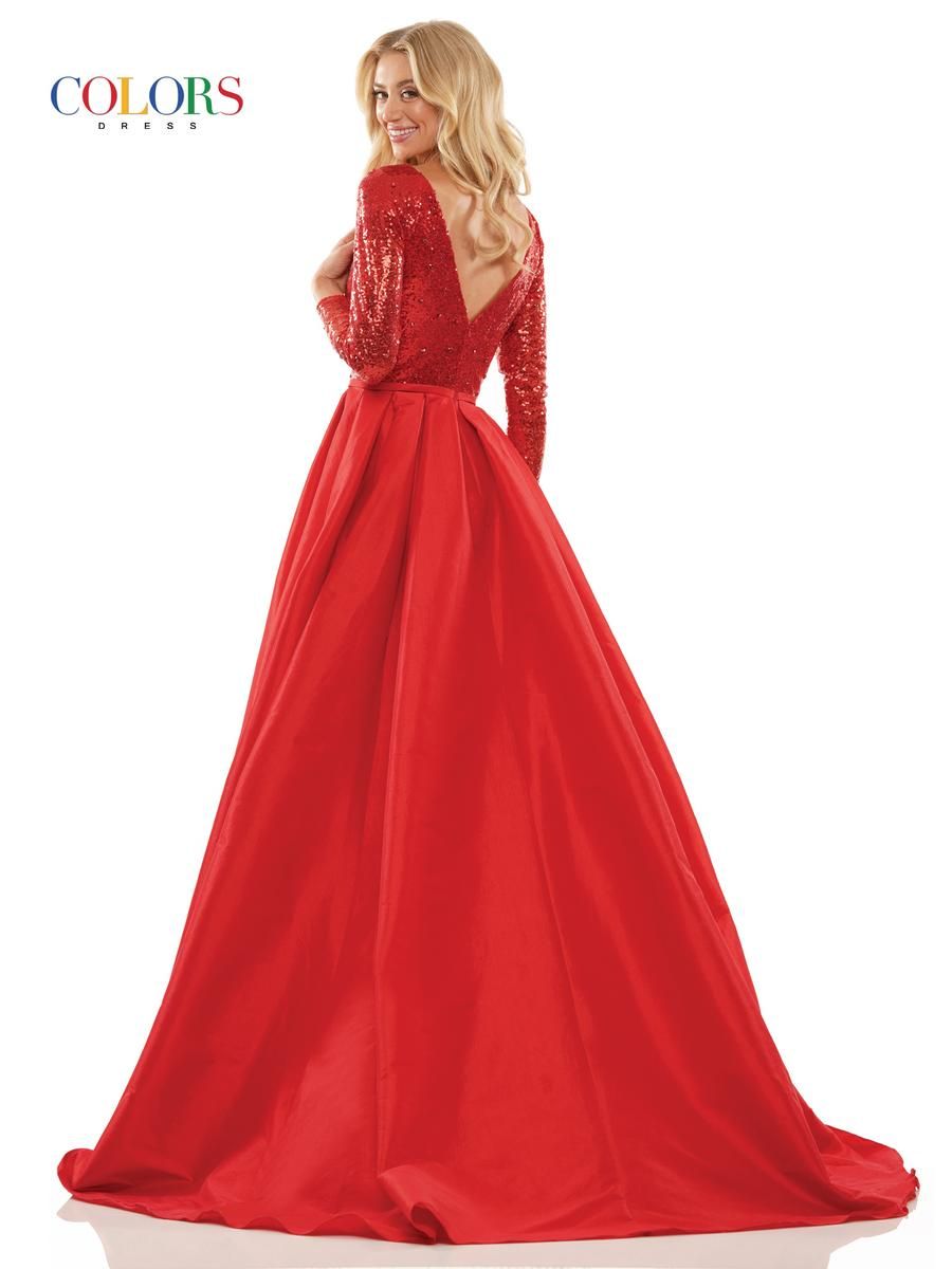 Style 2981 Colors Plus Size 16 Sequined Red Side Slit Dress on Queenly