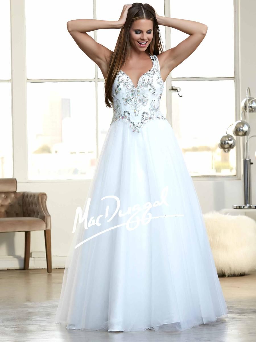 Style 48258H Mac Duggal Size 2 Wedding Sequined White Ball Gown on Queenly