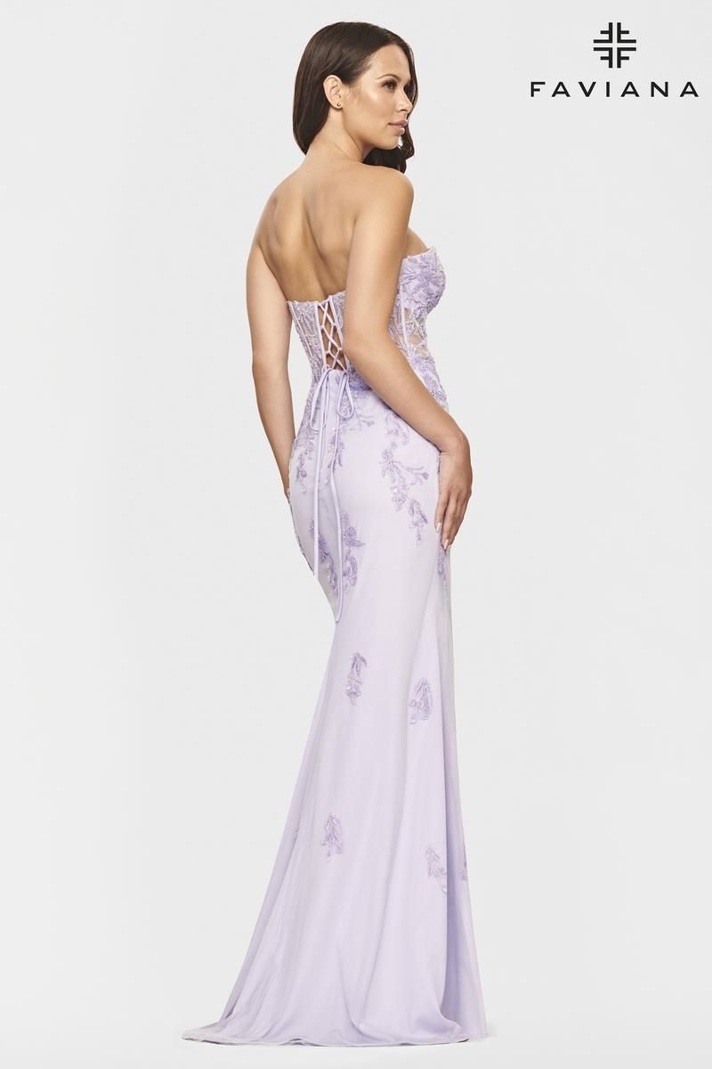 Style S10832 Faviana Size 14 Pageant Strapless Purple Floor Length Maxi on Queenly