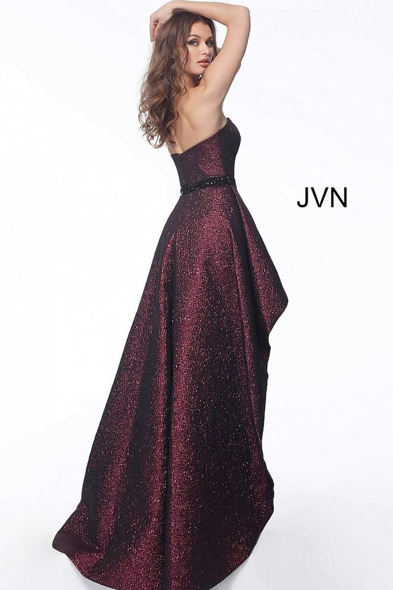Style JVN62589 Jovani Size 14 Pageant Strapless Burgundy Red Cocktail Dress on Queenly