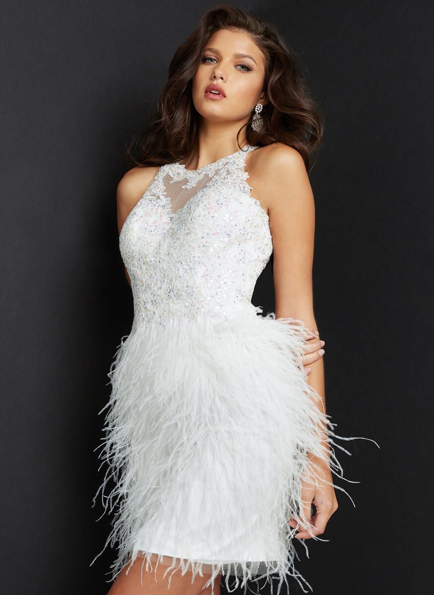 Style JVN07895 Jovani Size 0 Homecoming White Cocktail Dress on Queenly
