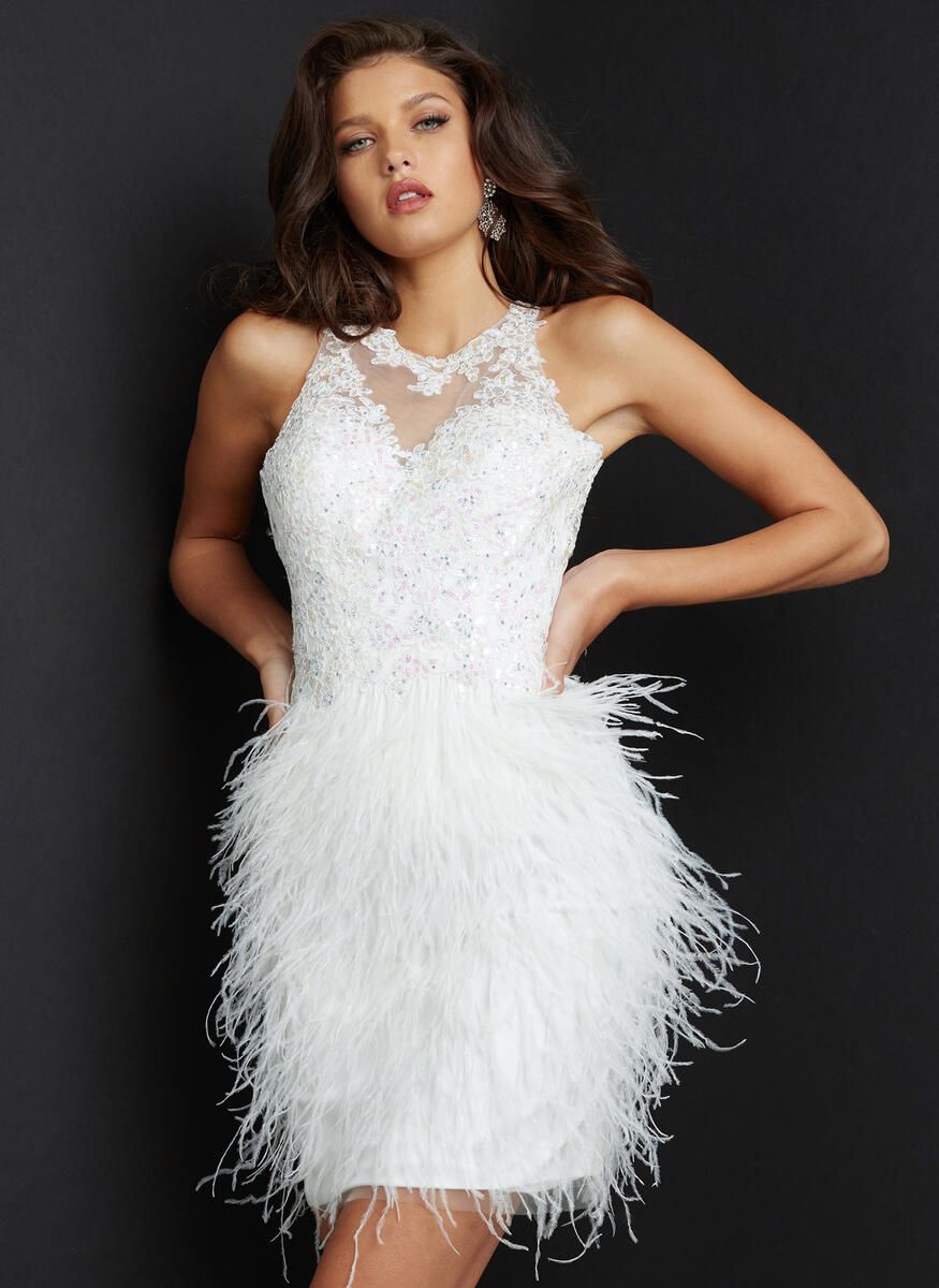 Style JVN07895 Jovani Size 8 Homecoming White Cocktail Dress on Queenly
