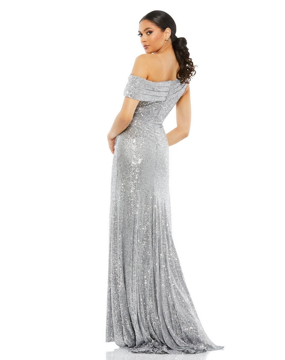 Style 26550I Mac Duggal Size 8 Silver Side Slit Dress on Queenly