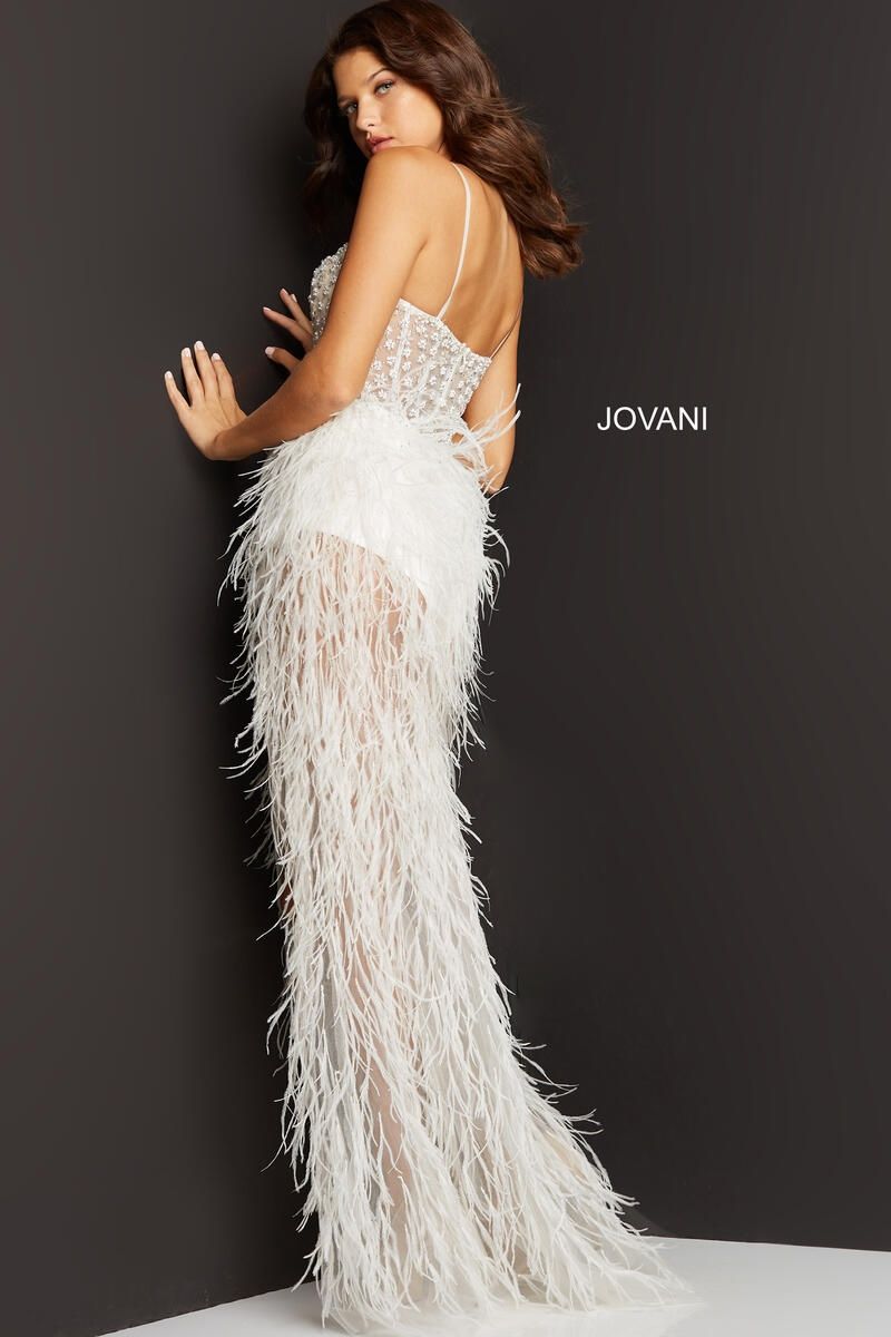 Style 07591 Jovani Size 2 Prom White Side Slit Dress on Queenly