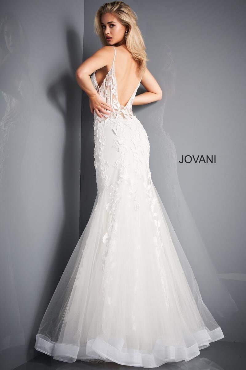 Style 02841 Jovani Size 14 Prom White Mermaid Dress on Queenly