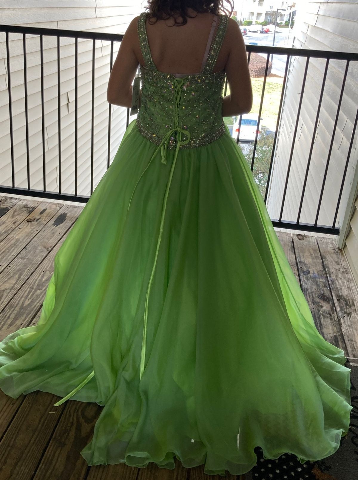 Tiffany Designs Girls Size 14 Pageant Green Ball Gown on Queenly