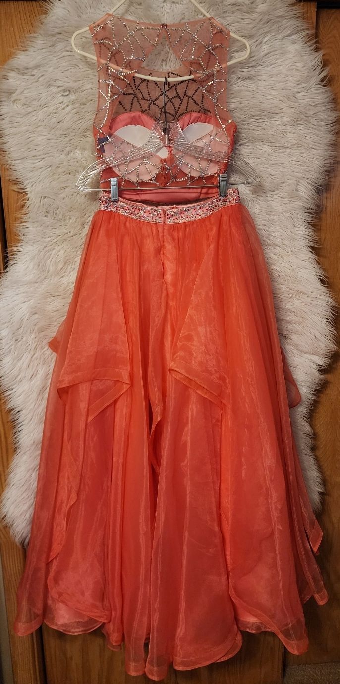 Studio 17 Size 4 Sequined Coral Ball Gown on Queenly