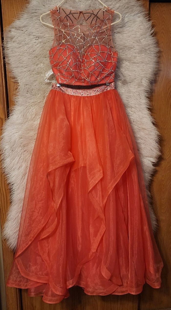 Studio 17 Size 4 Sequined Coral Ball Gown on Queenly