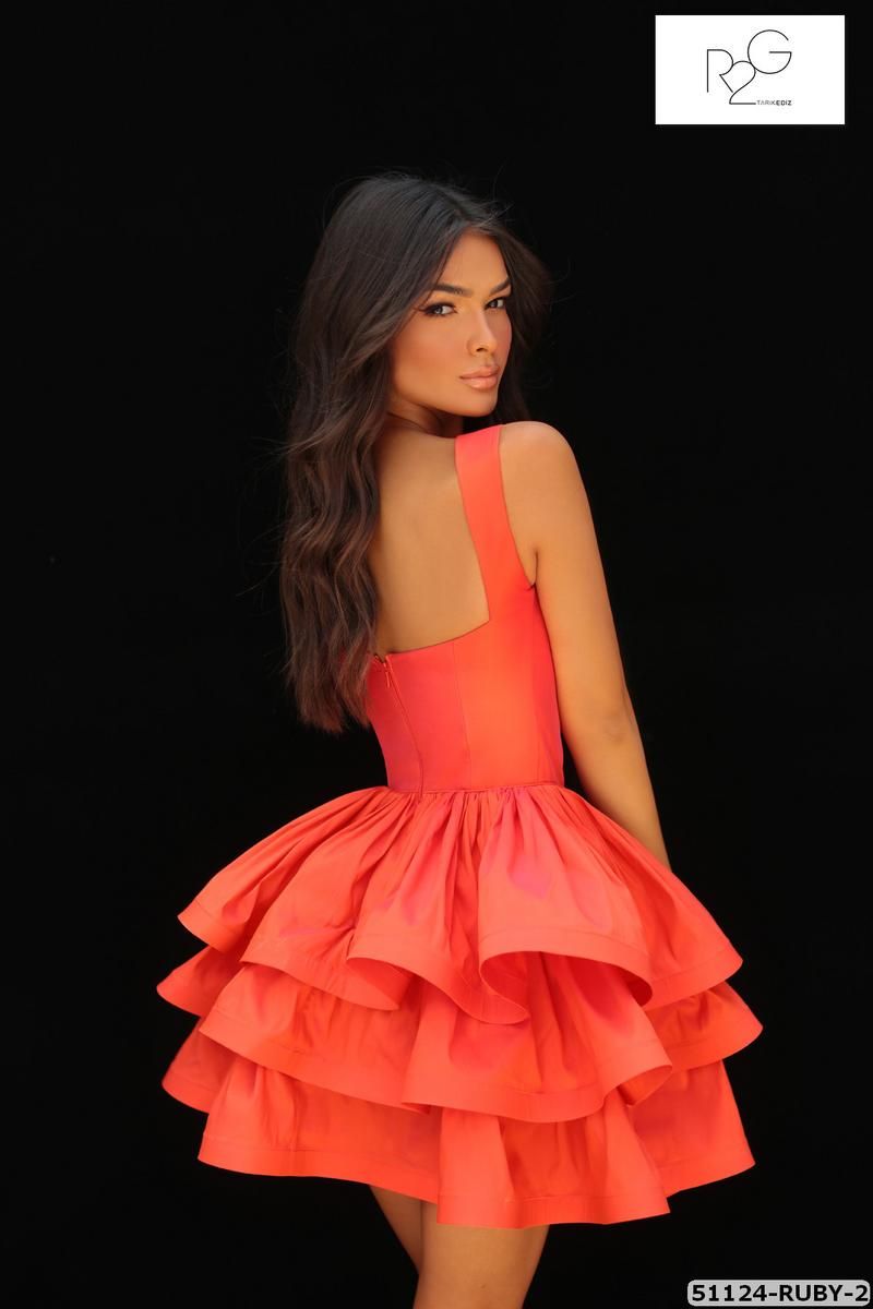 Style 51124 Tarik Ediz Size 4 Prom Orange Cocktail Dress on Queenly
