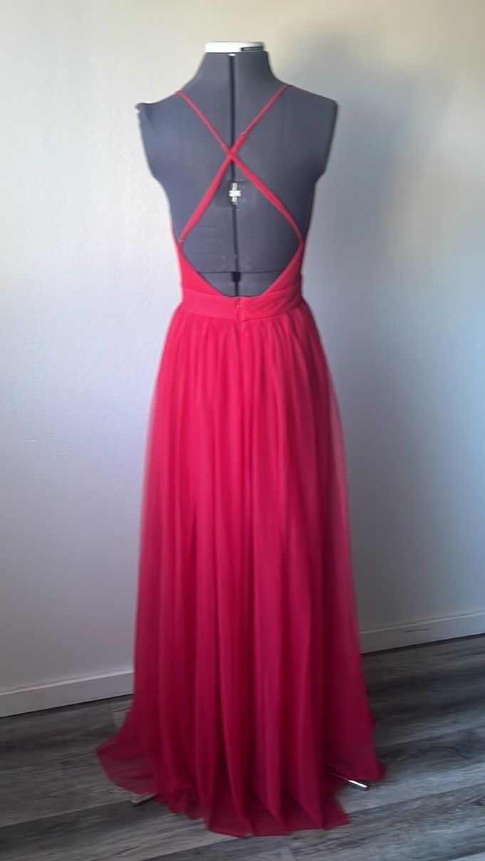 Samila & Co Size 4 Prom Halter Red Floor Length Maxi on Queenly