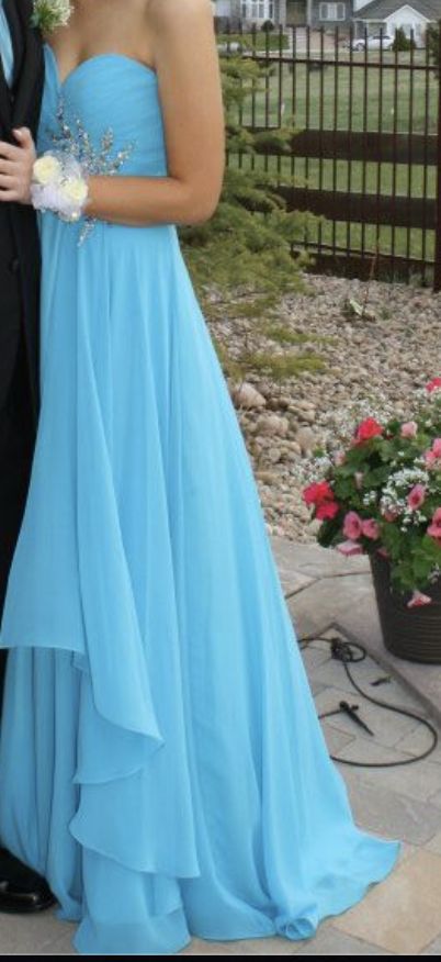 Jovani Size 4 Prom Blue A-line Dress on Queenly