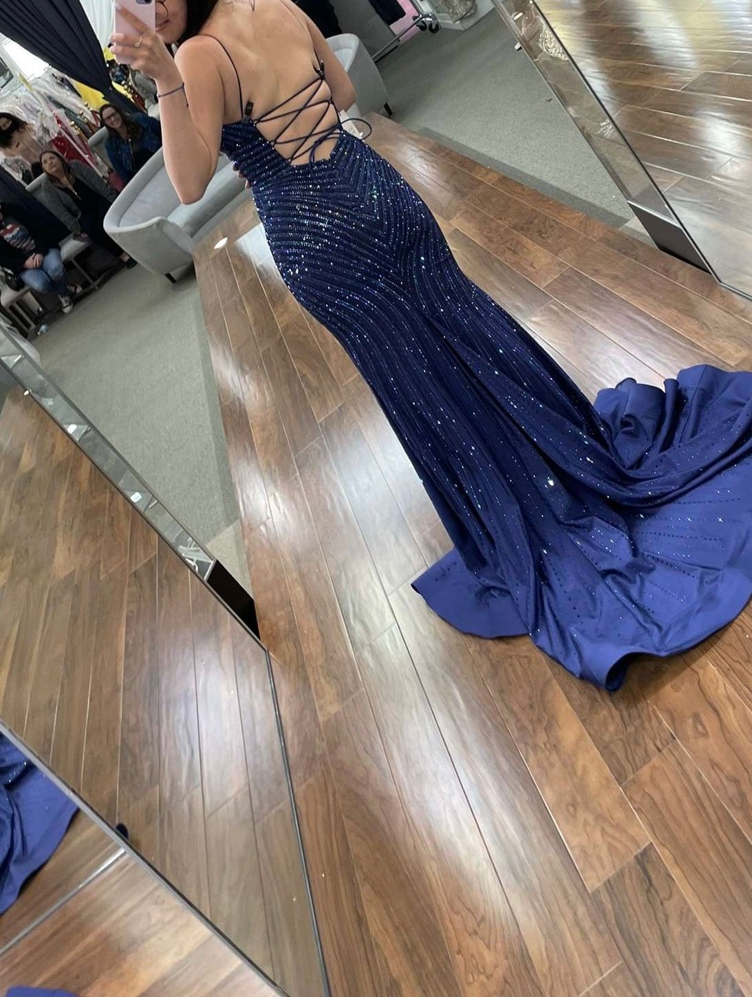 Sherri Hill Size 2 Prom Sequined Royal Blue A-line Dress on Queenly