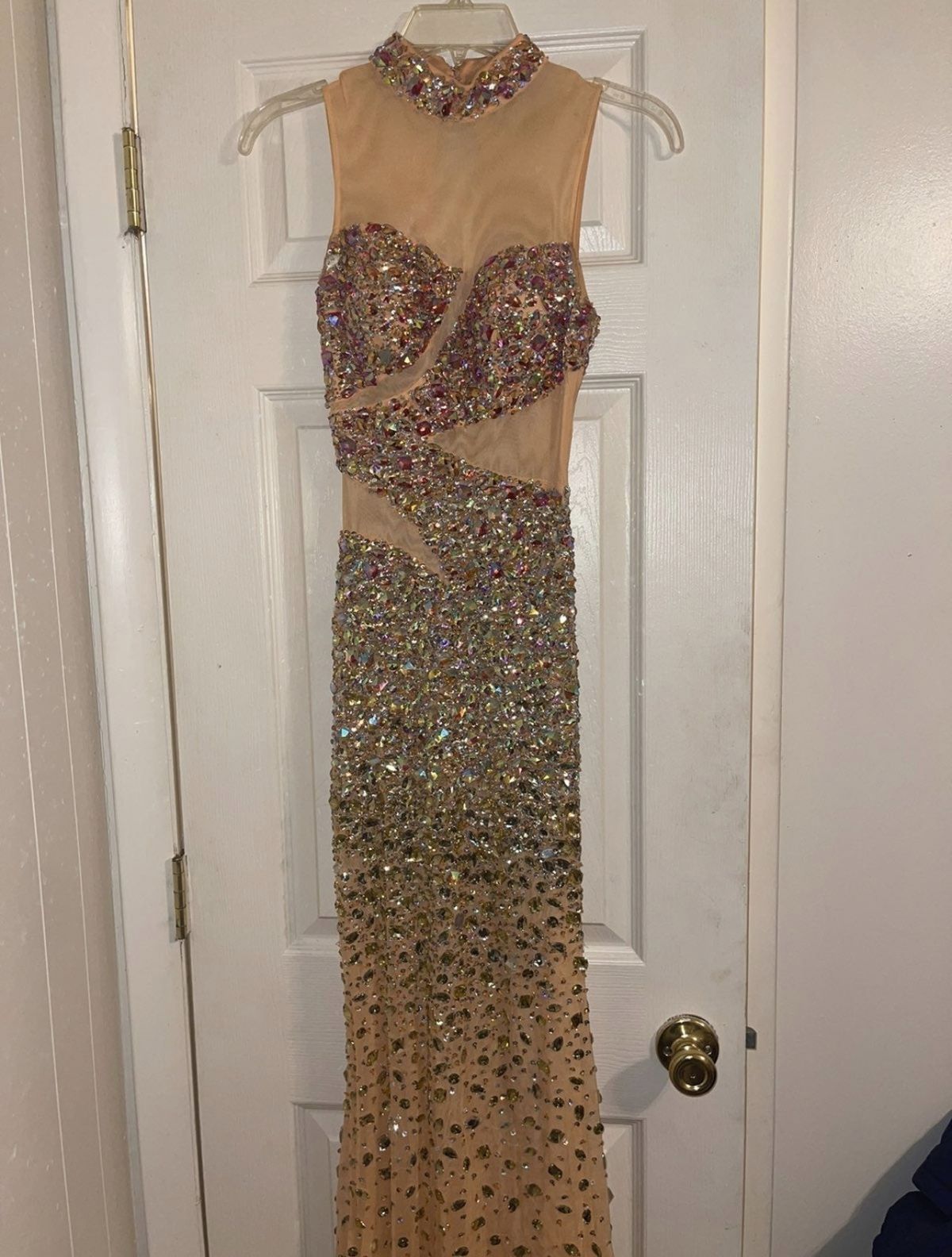 Size 0 Prom Nude Floor Length Maxi on Queenly