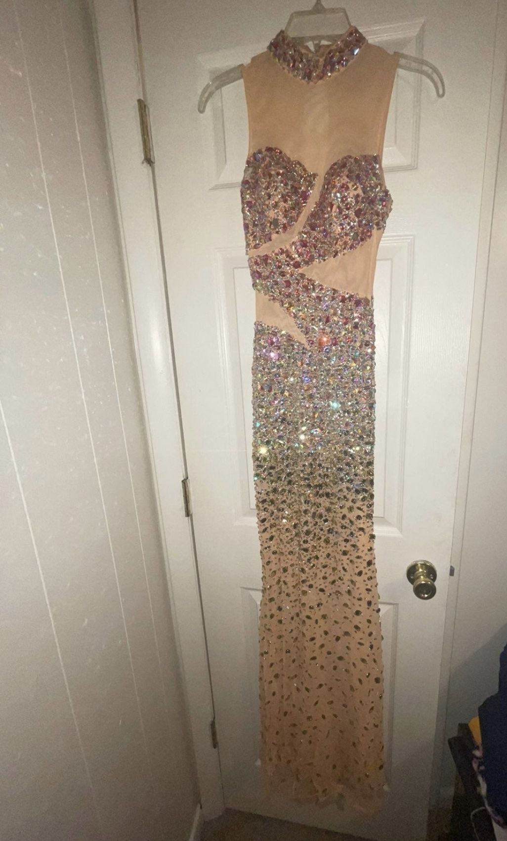 Size 0 Prom Nude Floor Length Maxi on Queenly