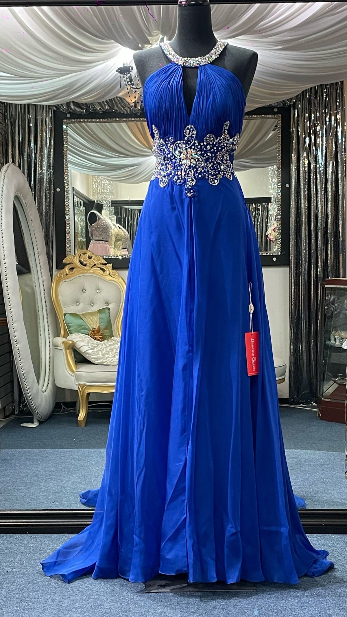 Dancing Queen Size S Prom Royal Blue Side Slit Dress on Queenly