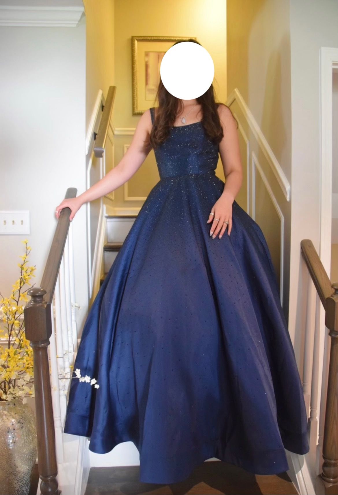 Style 54154 Sherri Hill Size 8 Prom Sequined Navy Blue Ball Gown on Queenly